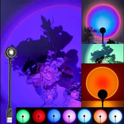 USB Sunset Projection Light, 7 Colors-8 Lighting Modes, Sunset Lamp, Portable Romantic Decoration for Bedroom Ceiling Party, Plugand Play
