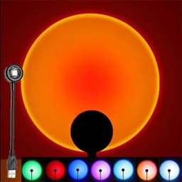 USB Sunset Projection Light, 7 Colors-8 Lighting Modes, Sunset Lamp, Portable Romantic Decoration for Bedroom Ceiling Party, Plugand Play