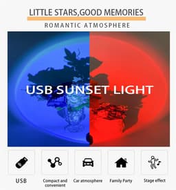 USB Sunset Projection Light, 7 Colors-8 Lighting Modes, Sunset Lamp, Portable Romantic Decoration for Bedroom Ceiling Party, Plugand Play